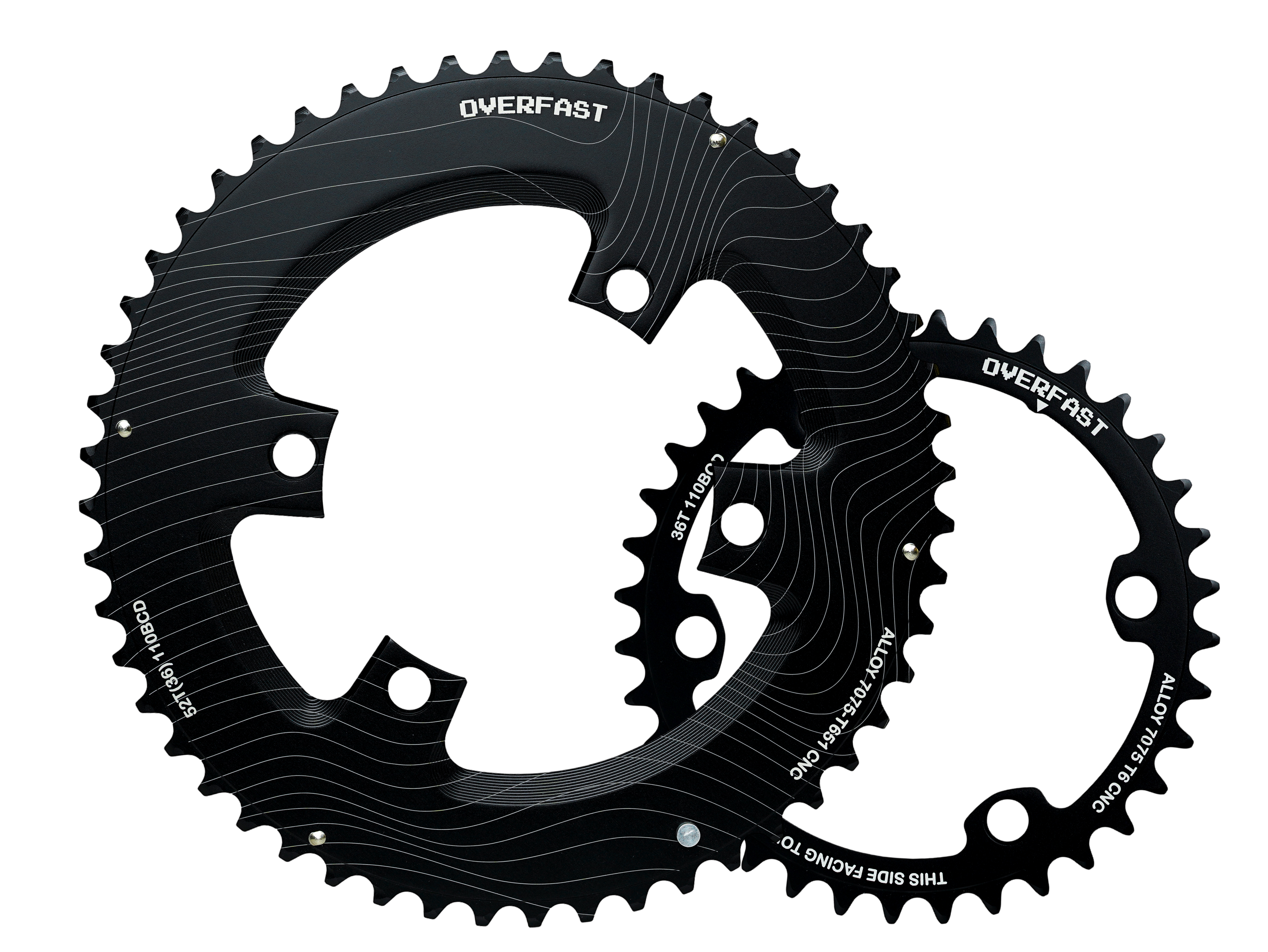 Overfast Lightweight Alloy Chainrings 52/36t - 110bcd