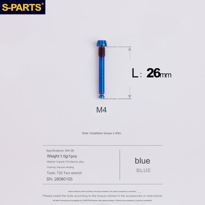 S-Parts Titanium M4 x 26mm Brake Pad Pin - Compatible with (SHIMANO ROAD / GRAVEL)