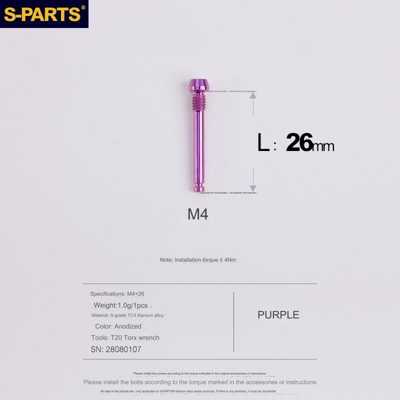 S-Parts Titanium M4 x 26mm Brake Pad Pin - Compatible with (SHIMANO ROAD / GRAVEL)