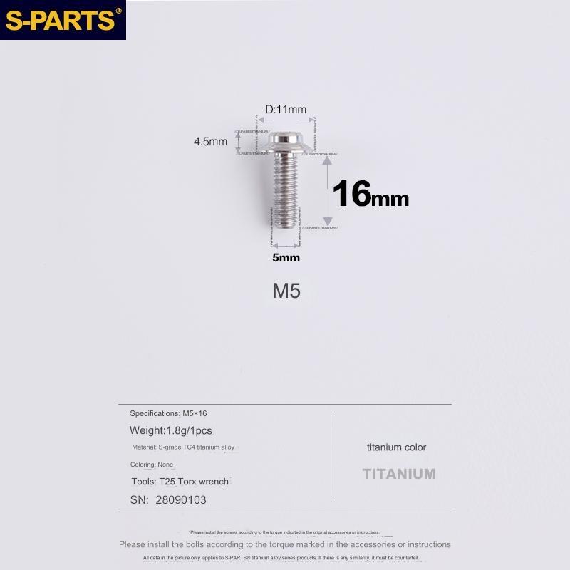 S-Parts Titanium M5 x 16mm Flat Mount Caliper Bolt (1pc)