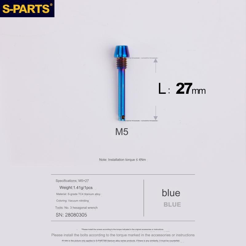S-Parts Titanium M5 x 27mm Brake Pad Pin - Compatible with Hope / Magura