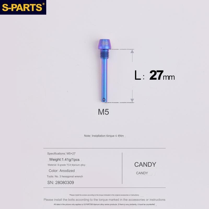 S-Parts Titanium M5 x 27mm Brake Pad Pin - Compatible with Hope / Magura