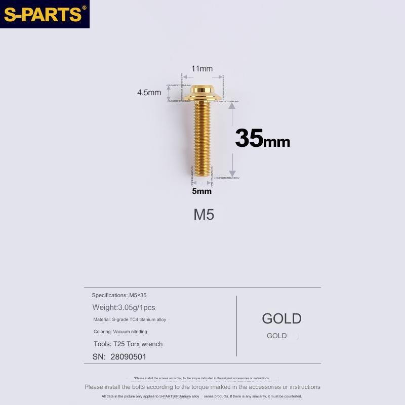S-Parts Titanium M5 x 35mm Flat Mount Caliper Bolt (1pc)