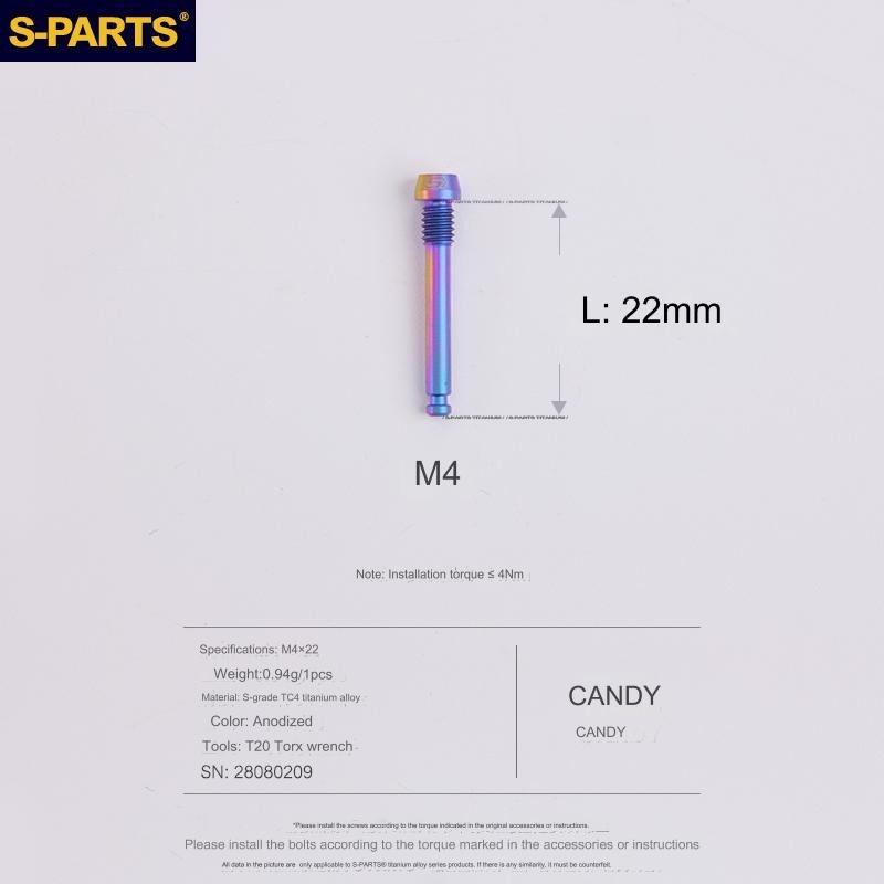S-Parts Titanium M4 X 22mm Brake Pad Pin - Compatible with SRAM ROAD & MOUNTAIN