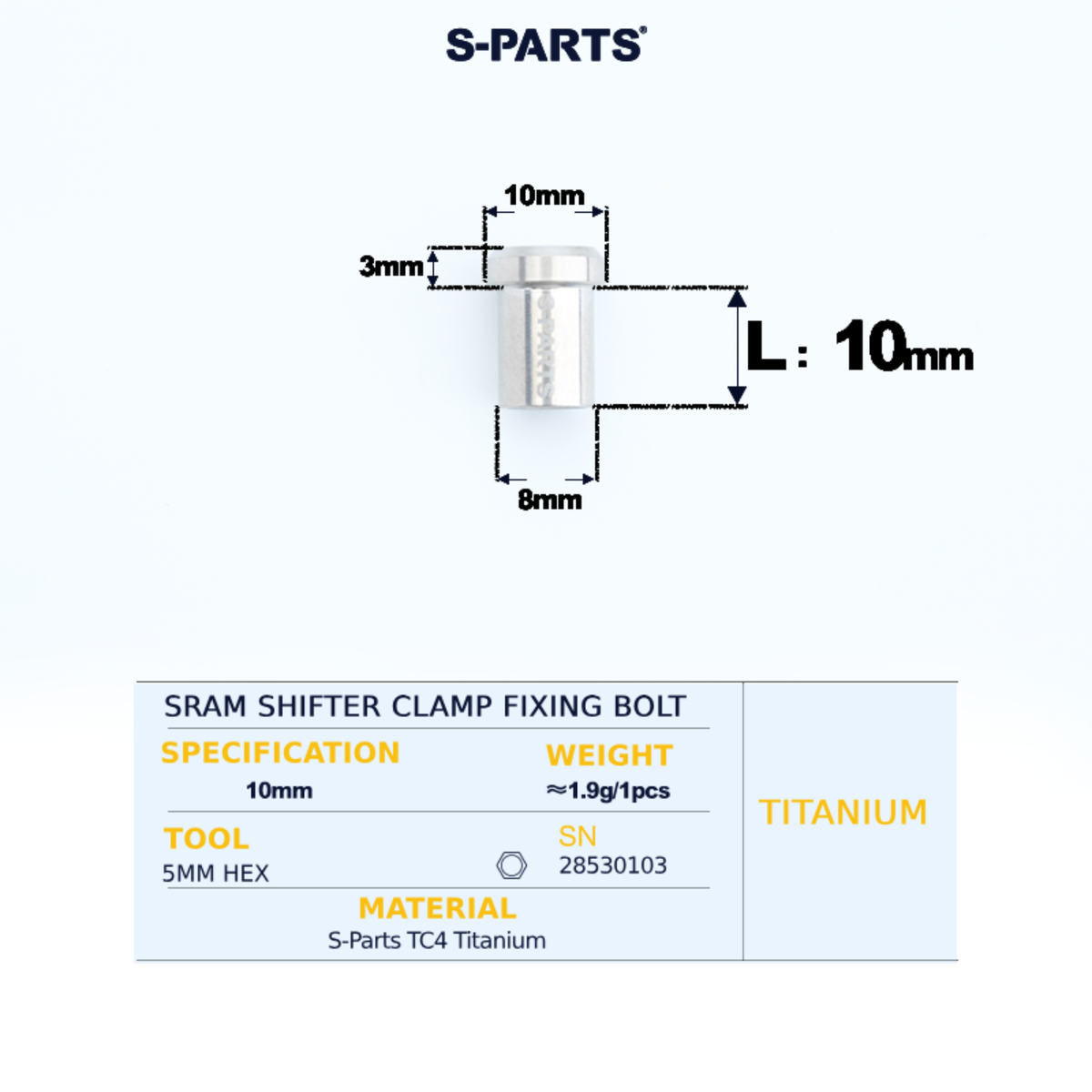 S-Parts Titanium Shifter Clamp Bolt SRAM RED/ FORCE/ RIVAL E1 & D1