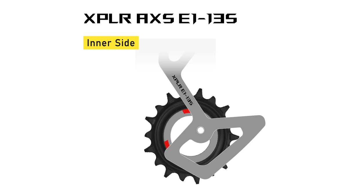 XPLR AXS E1-13S sprocket and chain on a white background
